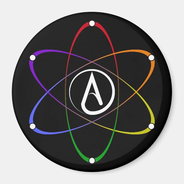 Atheistisches Atom Symbol Regenbogen Weiß Magnet (Vorne)
