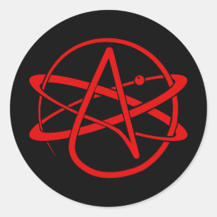 Atheistisches neues Logo Rot Runder Aufkleber