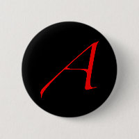 Atheistisches Scharlachrot Buchstabe-Knopf-