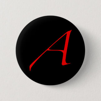 Atheistisches Scharlachrot Buchstabe-Knopf- Button
