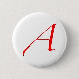 Atheistisches Scharlachrot Buchstabe-Knopf- Button