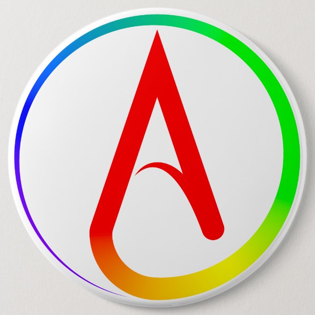Atheistisches Symbol Regenbogen Button (Vorderseite)