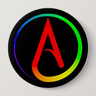 Atheistisches Symbol Regenbogen Button