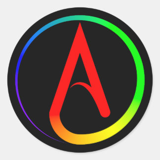 Atheistisches Symbol Regenbogen Runder Aufkleber