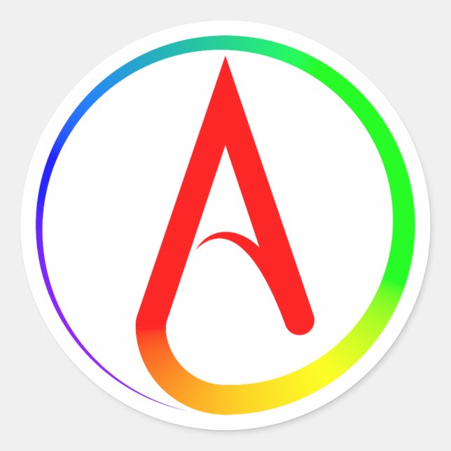 Atheistisches Symbol Regenbogen Runder Aufkleber (Vorderseite)