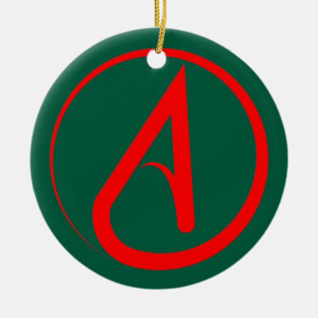 Atheistisches Symbol Rot Keramik Ornament (Vorne)