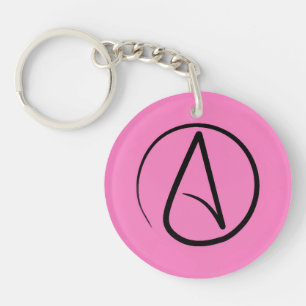 Atheistisches Symbol: schwarz auf hellrosa Schlüsselanhänger