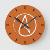 Atheistisches Symbol: weiß auf verbrannter Orange