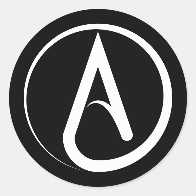 Atheistisches Symbol Weiß Runder Aufkleber (Vorderseite)