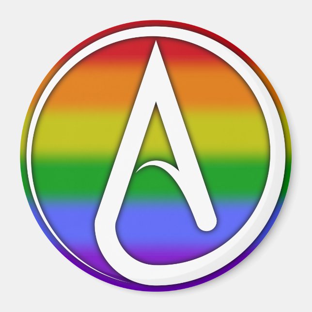 Atheistisches Symbol Weiß über Regenbogen Magnet (Vorne)