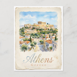 Athen Aquarell Stadt  Postkarte