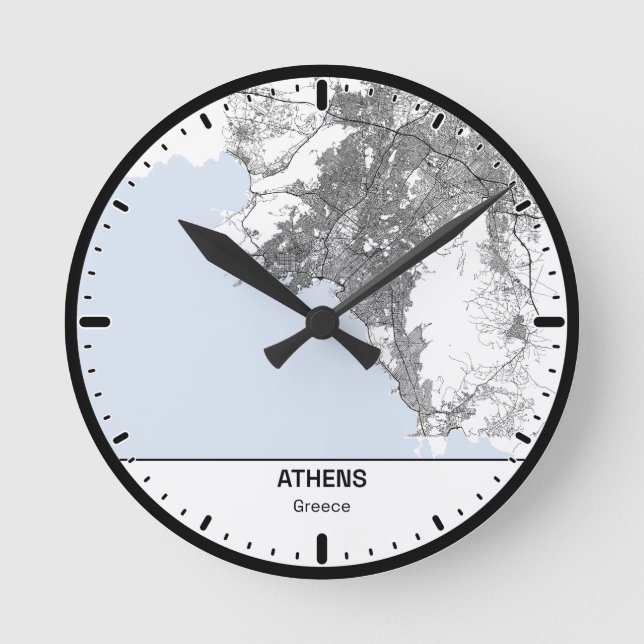Athen Clock City Line Kunst Runde Wanduhr (Vorderseite)