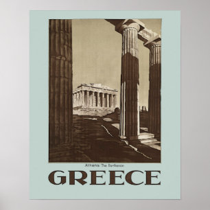 Athen: Das Parthenon GRIECHENLAND Vintage Travel P Poster