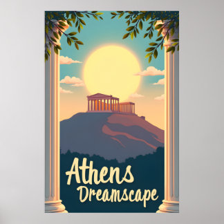 Athen Dreamscape : Retro-Reise Mitte des Jahrhunde Poster