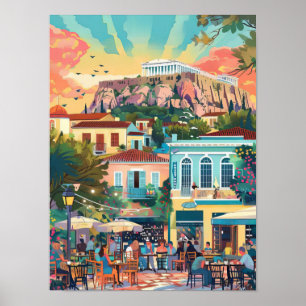 Athen Druck Athen Illustration Griechenland Reise  Poster