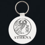 Athen-Eule-Tetradrachm (Gravers-Schriftart) Schlüsselanhänger<br><div class="desc">Athena war die Schutzpatron von Athen und Göttin der Weisheit, des Krieges, der Kunst, des Handwerks und der Helden (unter anderem). Obwohl es viele bekannte Abbildungen dieser Göttin und ihrer Symbole gab, wurde sie vielleicht am weitesten durch die silberne Münze von Athen gelobt. Dieses Design basiert auf dem silbernen Tetradrachm...</div>