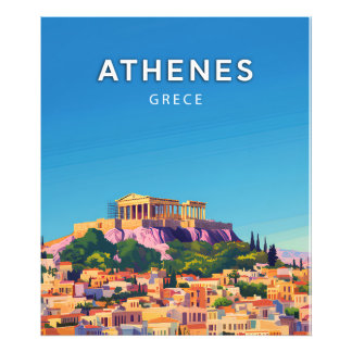 Athen, Grece, Retro-Chic-Poster Fotodruck