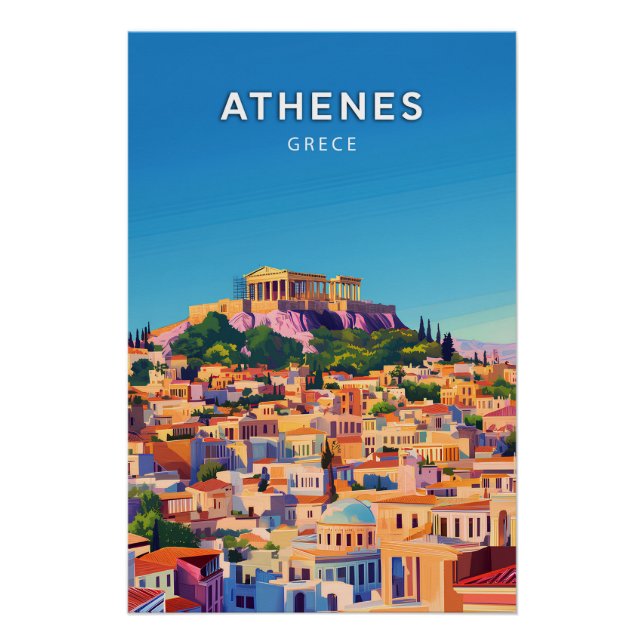 Athen, Grece, Retro-Chic-Poster Poster (Vorderseite)