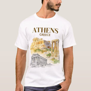 Athen Griechenland Akropolis Aquarell-Skizze indiv T-Shirt