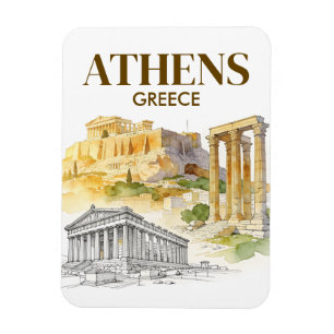 Athen Griechenland Akropolis Aquarell-Skizze Reise Magnet