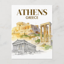 Athen Griechenland Akropolis Aquarell-Skizze Reise
