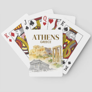 Athen Griechenland Akropolis Aquarell Skizze Reise Spielkarten