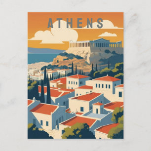 Athen Griechenland Akropolis bei Sunset Retro Trav Postkarte