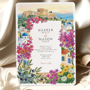 Athen Griechenland Akropolis Bougainvillea Hochzei Einladung