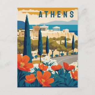 Athen Griechenland Akropolis Frühlingsblumen Reise Postkarte