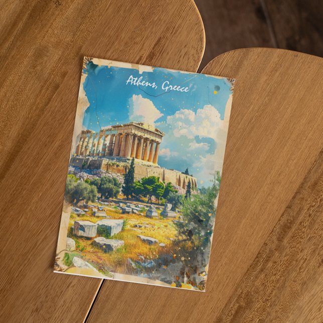 Athen Griechenland Akropolis Malerei Postkarte (athens greece acropolis postcard)