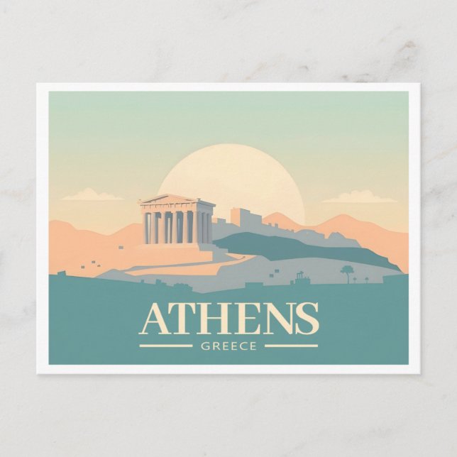 Athen Griechenland Akropolis Pastel Travel Postkarte (Vorderseite)
