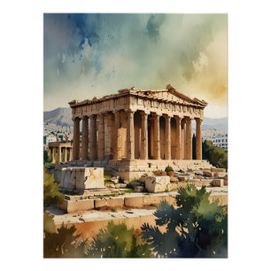 Athen Griechenland Aquarellkunst Fotodruck