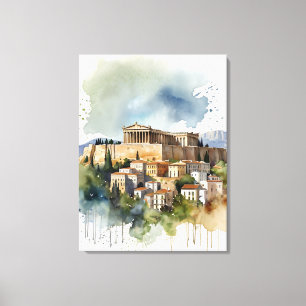 Athen Griechenland Aquarellkunst Leinwanddruck