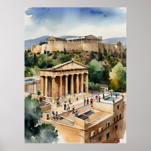 Athen Griechenland Aquarellkunst Poster