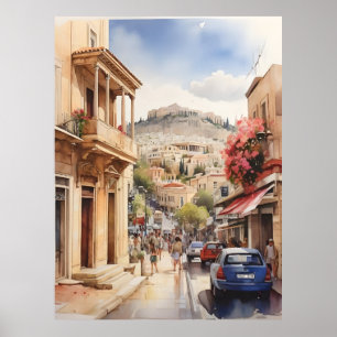 Athen Griechenland Aquarellkunst Poster