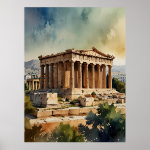 Athen Griechenland Aquarellkunst Poster