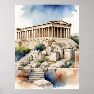 Athen Griechenland Aquarellkunst Poster