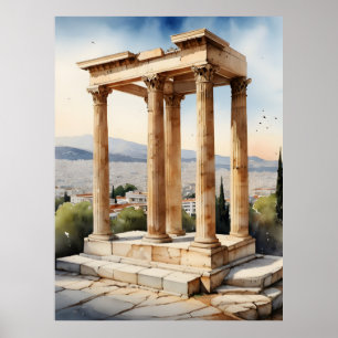 Athen Griechenland Aquarellkunst Poster
