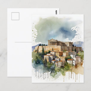 Athen Griechenland Aquarellkunst Postkarte
