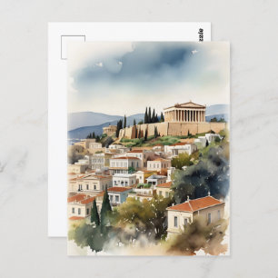 Athen Griechenland Aquarellkunst Postkarte