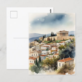 Athen Griechenland Aquarellkunst Postkarte