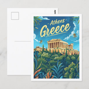 Athen Griechenland Berühmter Vintage Travel Place Postkarte