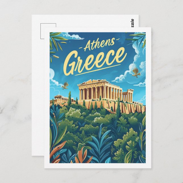 Athen Griechenland Berühmter Vintage Travel Place Postkarte (Vorne/Hinten)