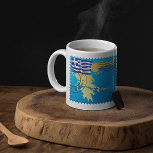 Athen Griechenland Briefmarke Griechenland Flagge  Kaffeetasse