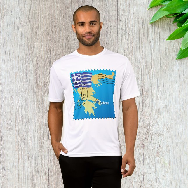 Athen Griechenland Briefmarke Griechenland Flagge  T-Shirt (Von Creator hochgeladen)