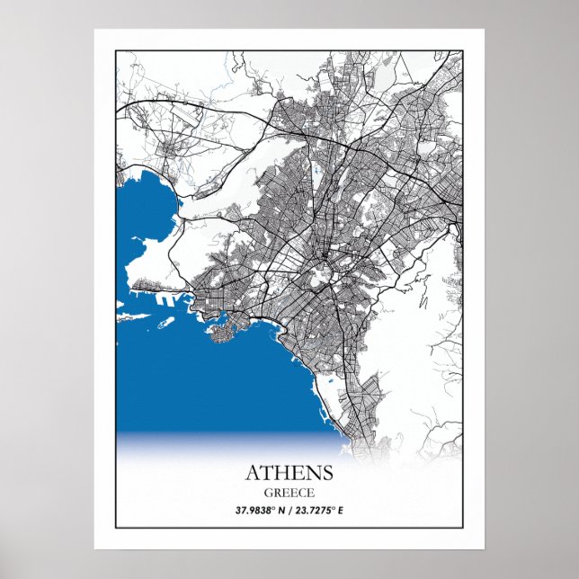Athen Griechenland City Map Reisen Einfach Minimal Poster (Vorne)