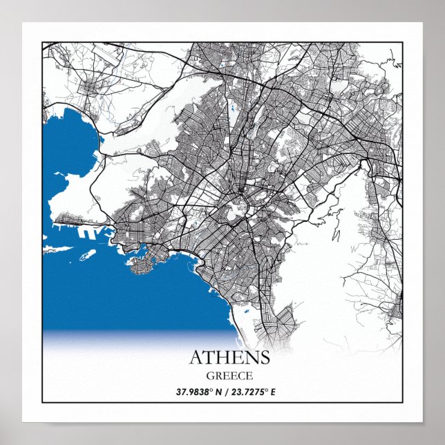 Athen Griechenland City Map Reisen Einfach Minimal Poster (Vorne)