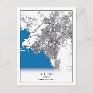 Athen Griechenland City Map Reisen Einfach Minimal Postkarte