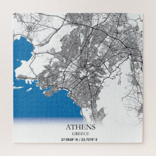 Athen Griechenland City Map Reisen Einfach Minimal Puzzle