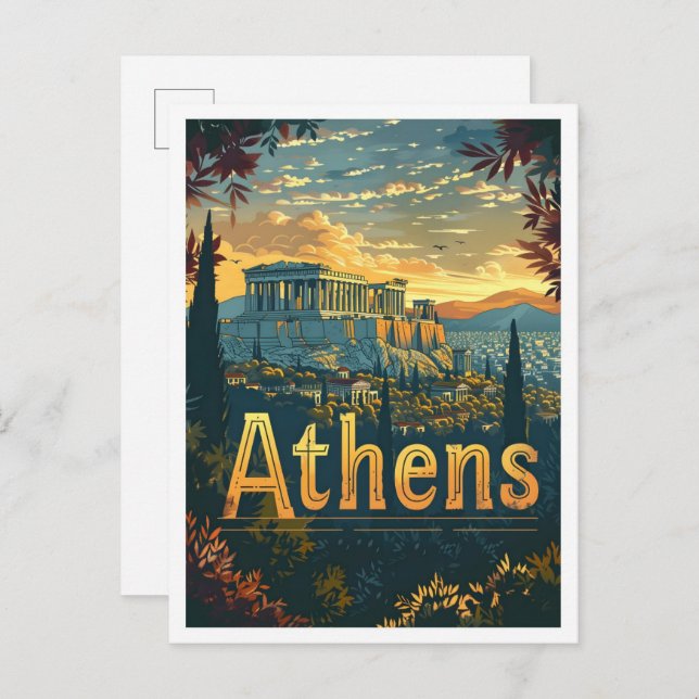 Athen Griechenland Classic Art Retro Vintage Trave Postkarte (Vorne/Hinten)